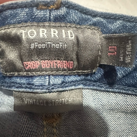 Torrid Blue Cropped Distressed Boyfriend Jeans - Picture 4 of 8